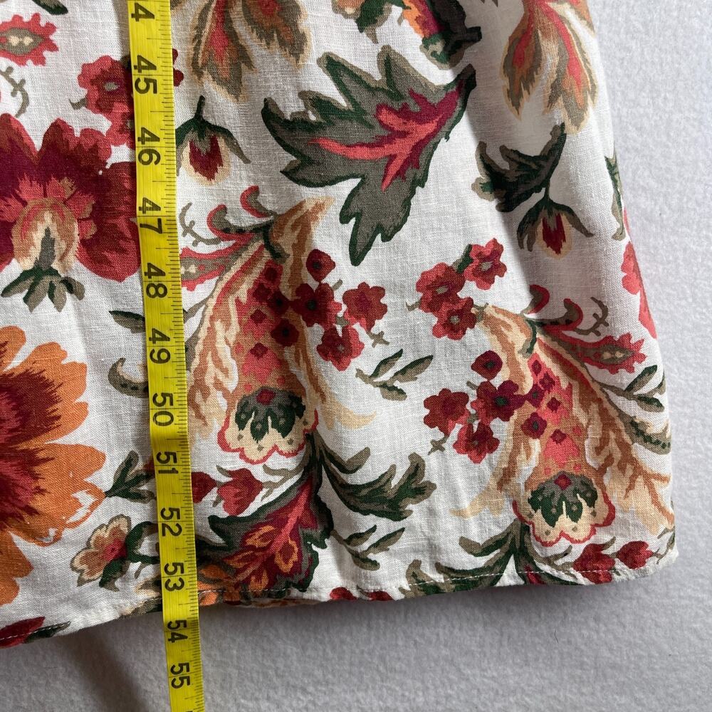 ABERCROMBIE & FITCH Dress S Floral Maxi Smocked Tiered Linen Blend Orange NEW - Picture 14 of 15